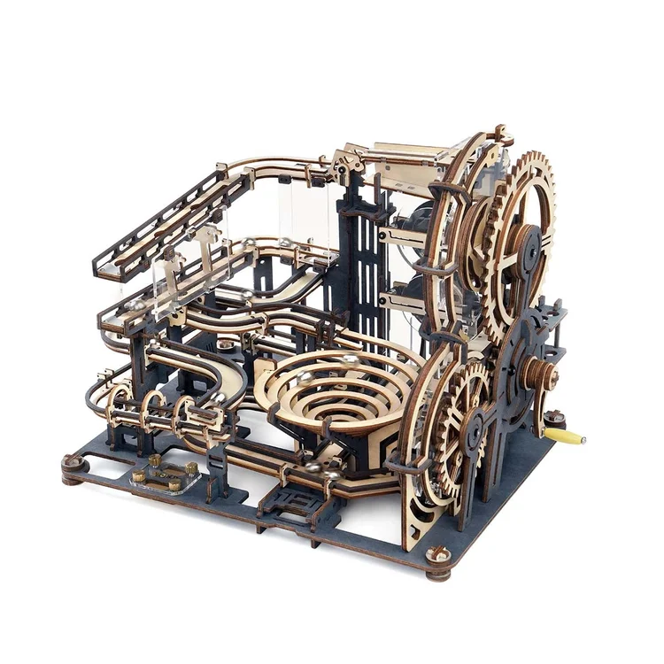 Handmade Diy Wooden Puzzle Game Assembled Night City 3d Waterwheel Model Mechanical Transmission Model Toy Birthday Gift