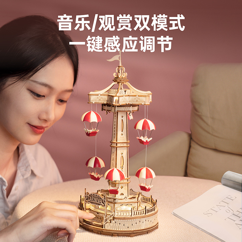 Parachute 3d Three-dimensional Puzzle Wooden Manual Diy Assembly Model Adult Gift Octave Box Ornaments